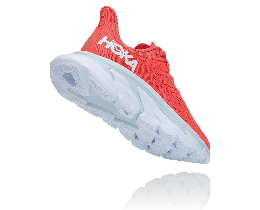 Tenis Hoka One One Feminino Vermelhas/Branco - Clifton Edge - 817-EXLUFJ